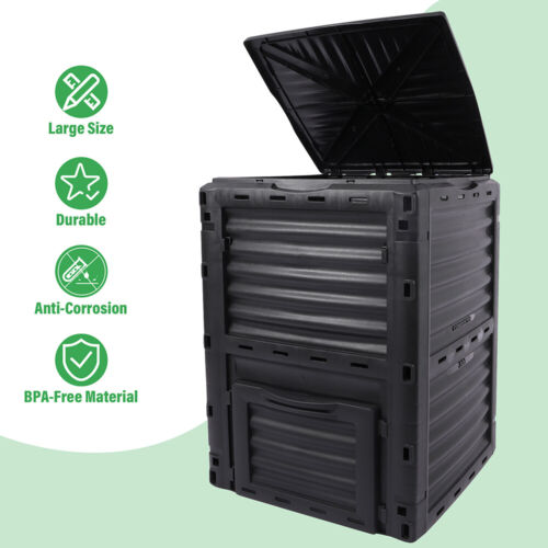 80 Gallon Outdoor Compost Bin Waterproof Large Storage Kitchen Garden Waste Soil