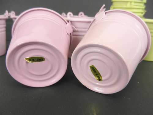 Vtg Egg Cup Bail Buckets Enameled Metal Painted 6 Each of Pink, Lime-Yellow S07 - Picture 5 of 7