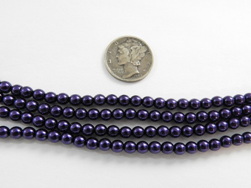 Royal Purple Glass Pearls (2mm, 3mm, 4mm & 6mm) - 1 Full Stand Czech Beads - Picture 2 of 3