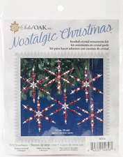 Solid Oak Nostalgic Christmas Beaded Crystal Ornament Kit-Ruby Snowflakes