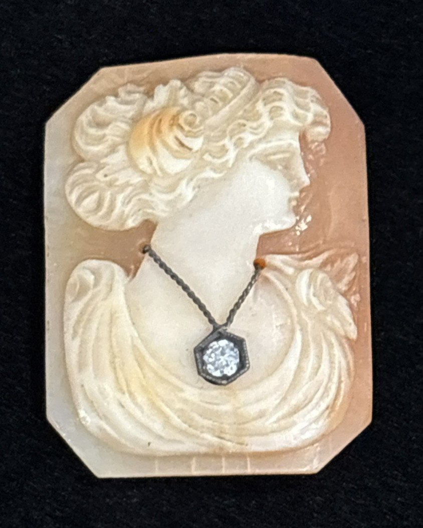 Beautiful Rectangular Hand Carved Shell Cameo Lad… - image 1