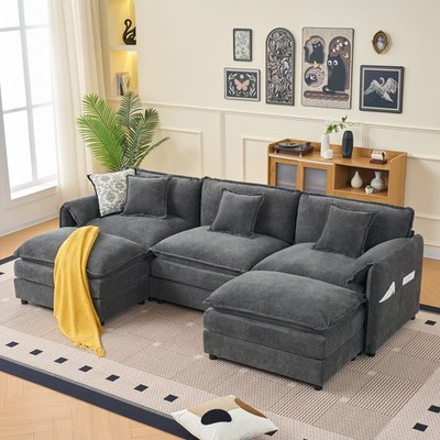 Modular Sectional Sofa, Oversized Deep Seat U Shaped Couch Set for Living Room