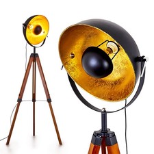 HOFSTEIN Ghedi Vintage Stehleuchte Schwarz/Gold Metall Wohnzimmer Stehleuchte