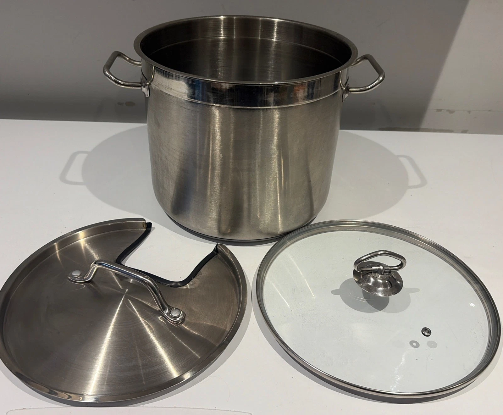 Vinod Stainless Steel Deep Stock Pot Sous Vide Saucepan Catering Pan 2 lids