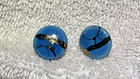 Vintage 1980's Pale Blue & Gold Clay Earrings Studs for Pierced Ears  1/2 inch — photo 1