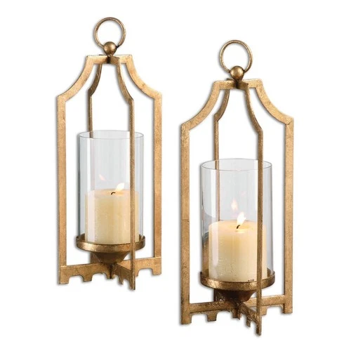 Uttermost 19957 Lucy 12.75" Candleholders in Bright Metallic Gold (Set of 2) - Picture 2 of 2