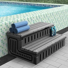 Universal Hot Tub Steps with Anti-Slip Mats,HDPE 2-Step Spa Stairs with Stora...