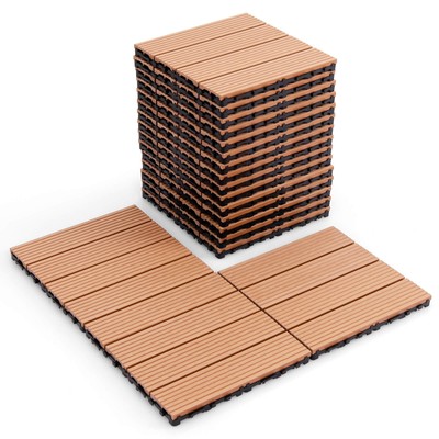 18PCS Interlocking Deck Tiles 12'' x 12'' Waterproof All Weather Flooring Covering
