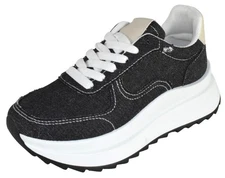 TOP MODA Women Platform Sneakers Lace-Up Walking Trainers Thick Sole INU-1 Black