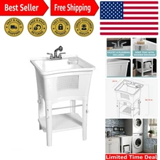 Utility Sink for Laundry Room and Garage, Freestanding Laundry Sink for Garag...