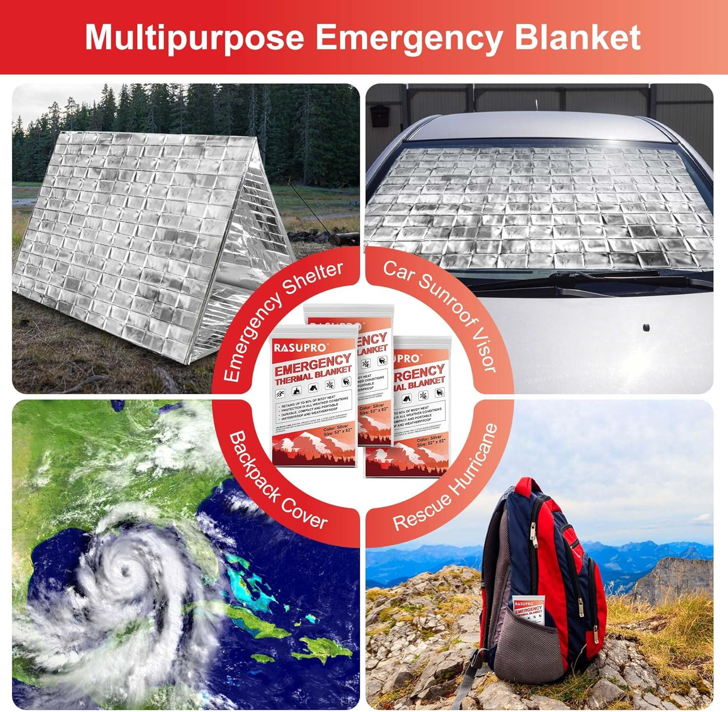 9 Pack Emergency Blankets, Outdoor Survival Emergency Insulated Gear, Mylar Ther