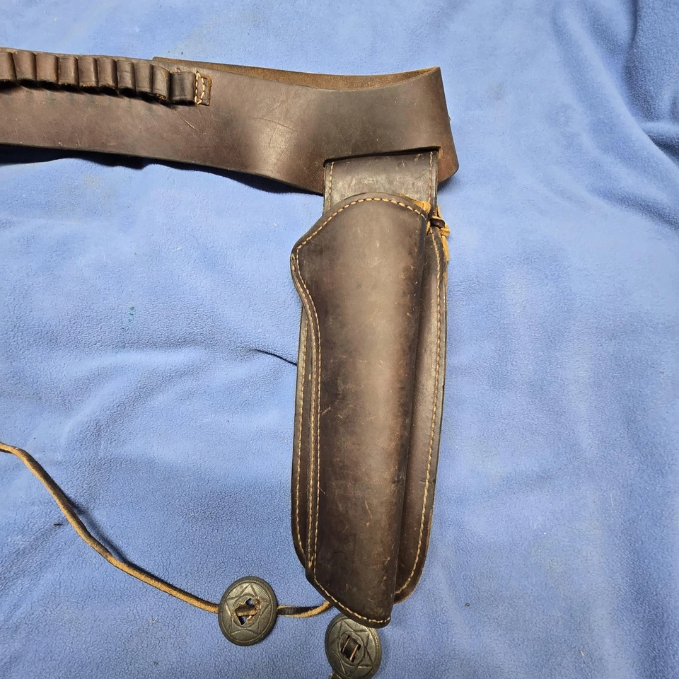 Vintage Hunter Leather Western Belt Holster 165 NED Conchos Cartridge Loops - Image 2 of 4