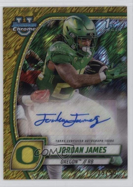 2024 Bowman U Chrome Gold Shimmer Refractor 29/50 Jordan James #PA-JJA Auto 03qw