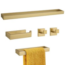 Piece Brushed Gold Stainless Steel Bathroom Set 23.6in Wall-Mount Towel Bar