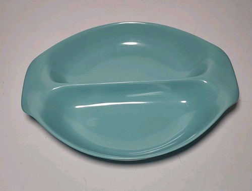 Vtg 1950 Russell Wright Home Decorations Blue Oval Divided Bowl Melmac Ranch - Picture 1 of 11