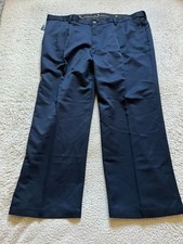 Haggar Cool 18 Performance Men Classic Fit Straight Pants Navy Size 46 x 29
