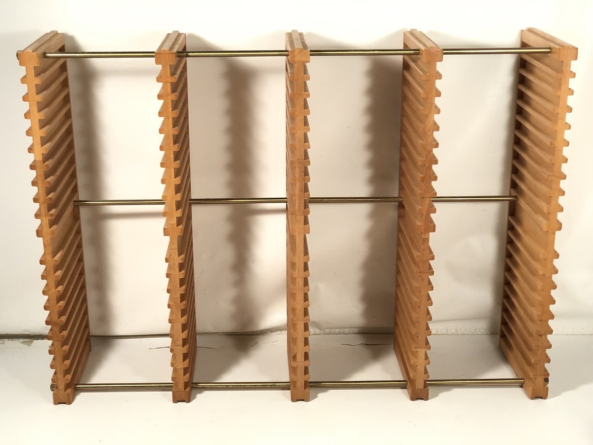 G1950 Gallery 1950 CDラック ウッド Vintage Brass/Wooden 80-84 CD Rack Holder Stand Shelf Storage