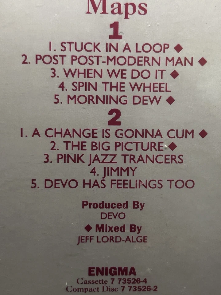 DEVO - Smooth Noodle Maps /Cassette /Enigma Records/Advance Promo - Image 3 of 4