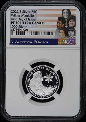 2022 S Silver Wilma Mankiller First Day of Issue 25C NGC PR70DCAM