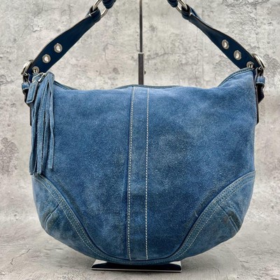 coach コーチ soho shoulder bag スエード ソーホー Coach Soho Shoulder Bag Suede Fringe Navy Blue | eBay