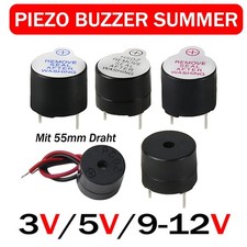 3V/5V/12V Piezo Buzzer Summer Aktiv Dauerton Signalgeber Piepser Alarm Schwarz