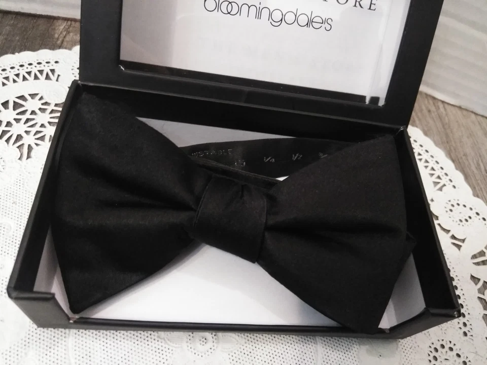 The Men's Store at Bloomingdale's Men's Black Solid  Silk ADJUSTABLE Bow Tie - Image 3 of 4