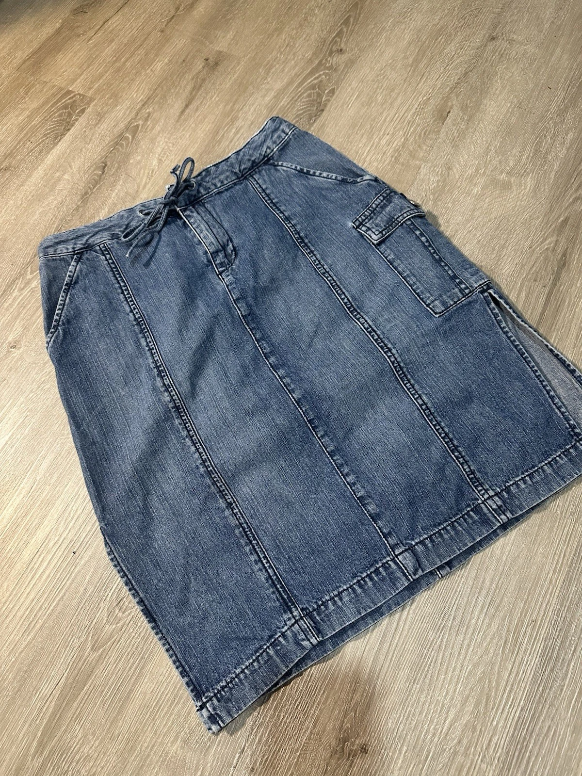 Y2K London Jean Cargo Denim Mini Skirt | Low Rise 2000s Utility Jean Skirt
