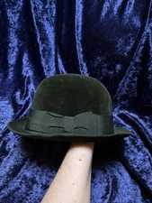 Vintage Borsalino Black Bowler Hat 1920s-1940s Era Alessandria Twenty Five Read