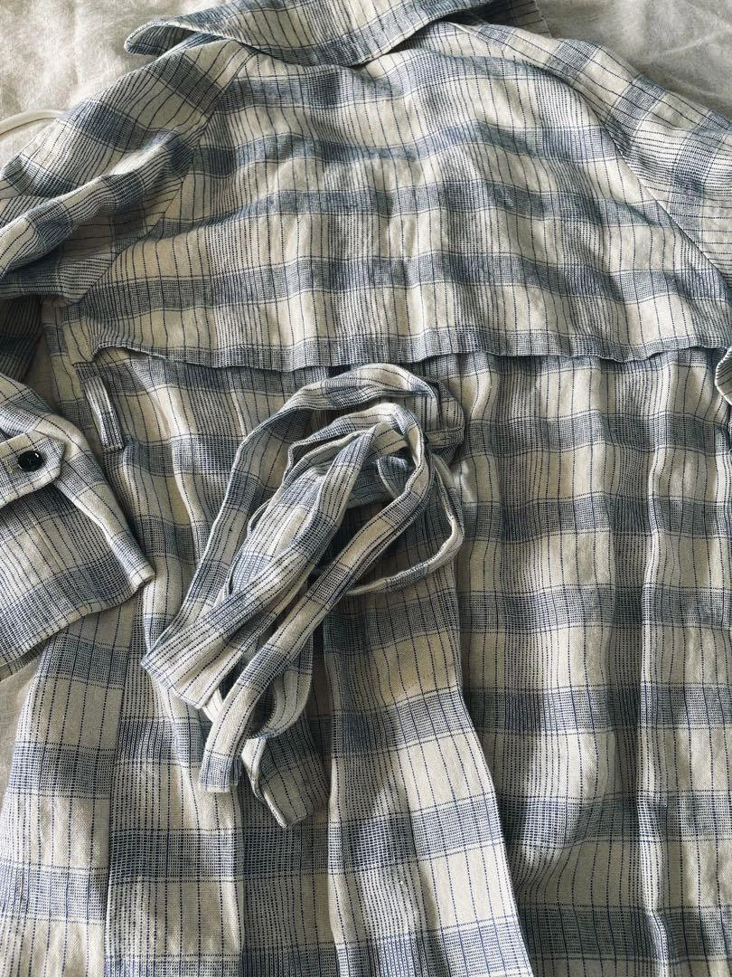 Cappotto lungo ACNE STUDIOS donna motivo a scacchi bianco blu taglia 32