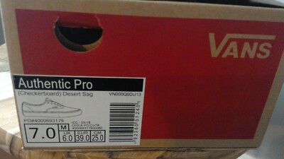 Vans Authentic Pro Checkerboard Desert Sage size 7.0 men 