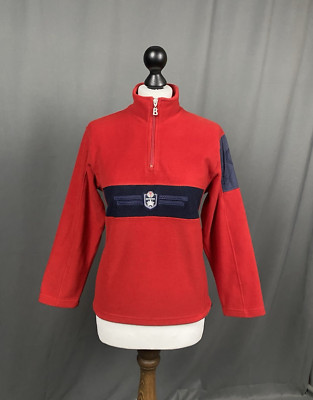 Bogner Big Logo Women's Red Fleeced 1/3 Zip Sweater Size L