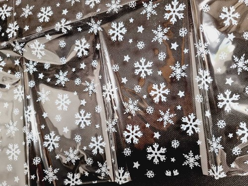 Weihnachten weiß/silber Schneeflocke Zellophan Blatt 2 Meter Korb Geschenkpapier - Bild 2 von 11