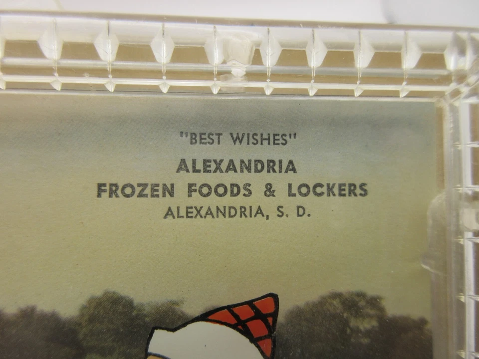 RARE Vtg Alexandria SD Frozen Foods Advertising Lucite Picture w/ 1951 CALENDAR! - Image 3 of 4