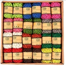 Juvo Plus- Jute Twine Rolls- 24 Rolls, 12 Colors, 10 Meters Per Roll