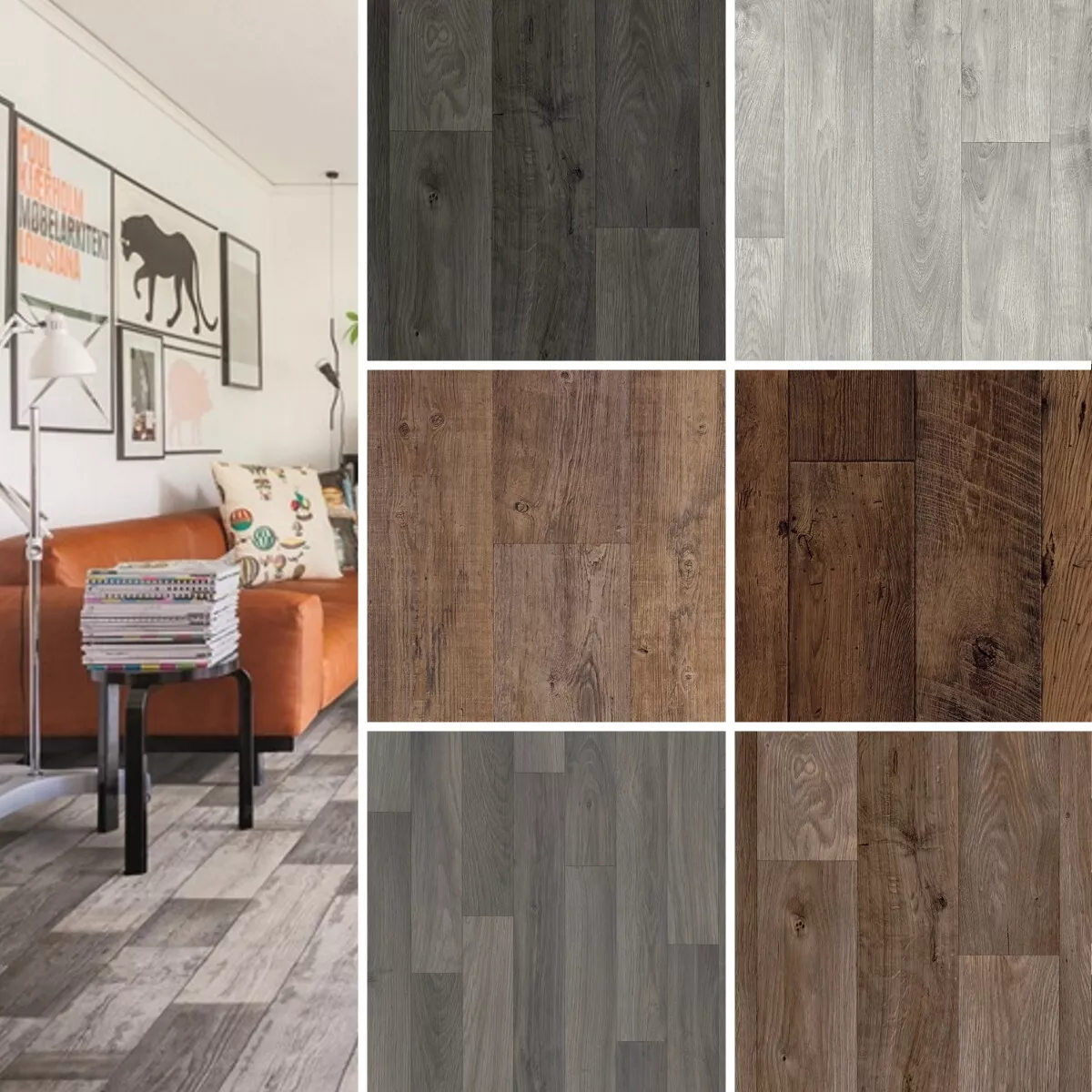 Rustic Wood Effect Cushion Floor VINYL FLOORING Waterproof Kitchen Bathroom Lino