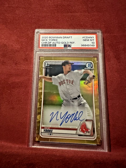 Nick Yorke Auto 1st 2020 Bowman Chrome GOLD REFRACTOR /50 RC PSA GEM MT 10