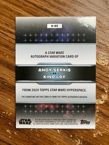 2024 Topps Chrome Star Wars Hyperspace Andy Serkis as Kino Loy Auto Gold /50 - Picture 2 of 2