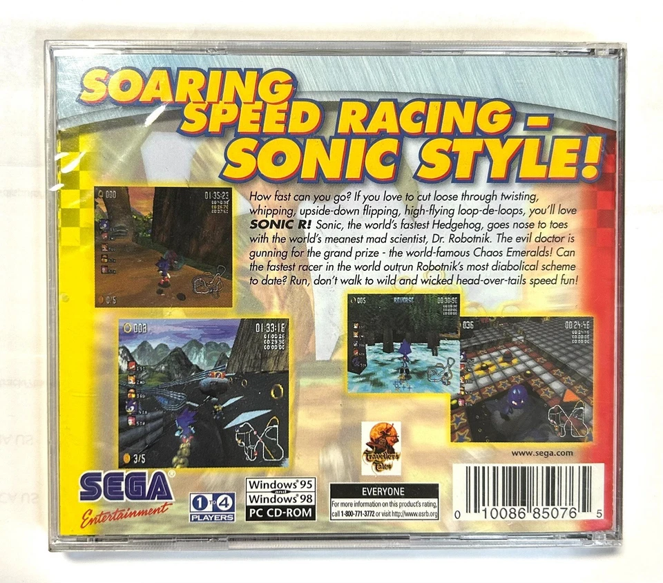 Sonic R: SEGA PC Windows 95/98 Game Disc Jewel Case CD-ROM — New Factory Sealed - Image 2 of 2