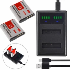 2x Battery +LCD DUAL Charger For SONY NP BG1 digital camera battery DSC W G Type
