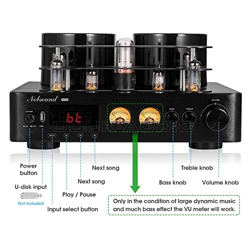 Nobsound 6U1 6A2 ECH81 HiFi Bluetooth 5.0 Vacuum Tube Power Amplifier COAX OPT - Image 2 of 4