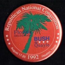 1992 Bush & Quayle 3" / "Florida Delegation" Presidential Campaign Button(Pin31)