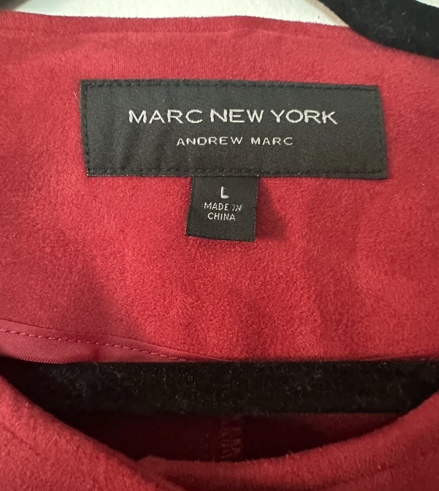 Marc New York Red Suede Coat Women’s Large | Classic Button Front Long Jacket - Image 4 of 4