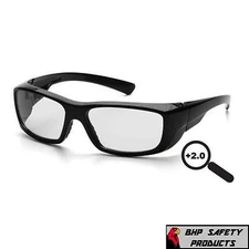 PYRAMEX EMERGE 2.0 FULL MAGNIFYING READER SAFETY GLASSES SB7910D20 BLACK FRAME