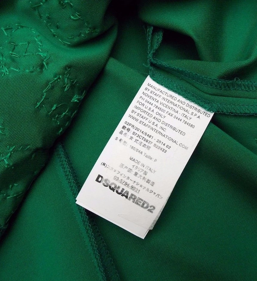 DSQUARED2 ABITO A TURNO ABBELLITO NUOVO DI ZECCA AUTENTICO £1400+ VERDE NERO PICCOLO 10