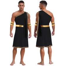 Men's Ancient Greek Roman Halloween Cosplay One Strap Toga Costume Fancy Dress