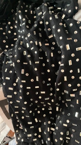 Dress Mirrored Sheer Rhinestones Black Tube Long Embellished Size 14 L - Picture 8 of 8
