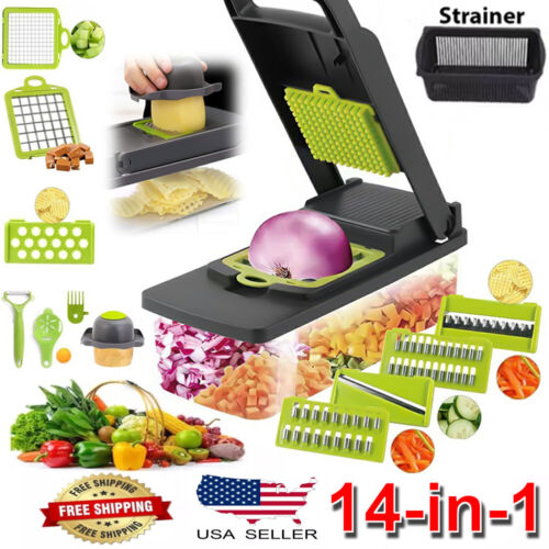 14-In-1 Fruit Vegetable Slicer Cutter Food Onion Veggie Dicer Chopper Kitchen