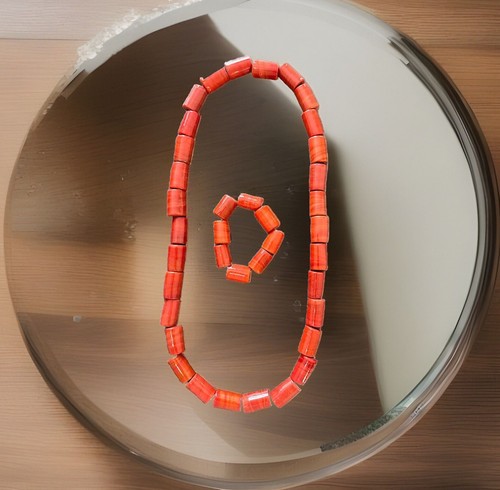Men Orange  African  Wedding Beaded Jewelry Set, Nigerian Stylish Beads