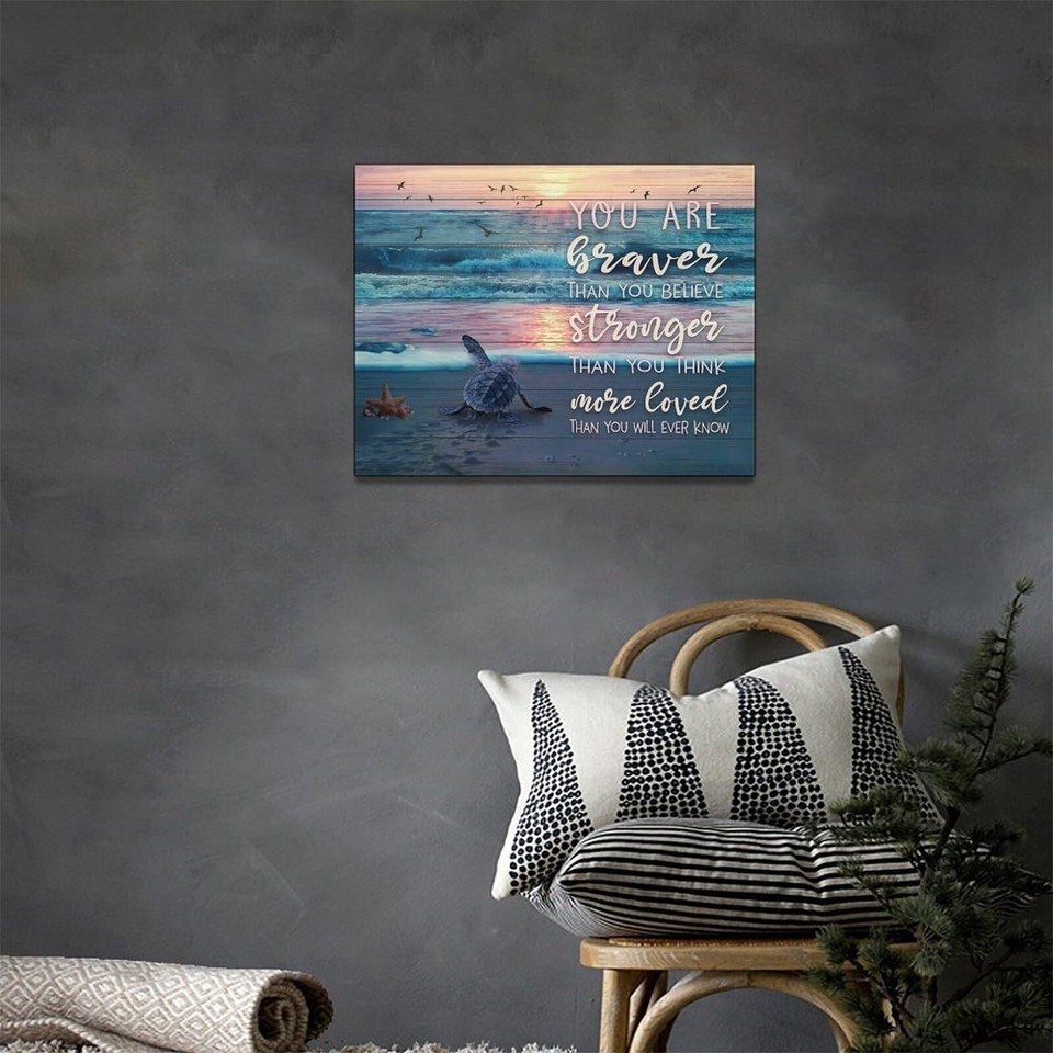 Coastal Beach Sunset Decor Wall Art Sea Turtle Wall Decor Ocean