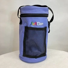 Art Bin Canvas Yarn Storage Holder Travel Tote Zipper Closure Strap Blue/Purple